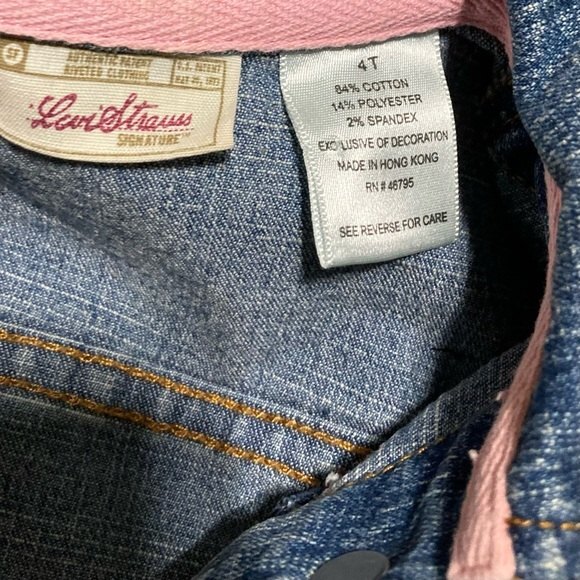 LEVI STRAUSS Signature Embroidered Purple Floral Flowers Denim Jacket Girls 4T - Picture 11 of 12